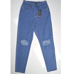 Nasty Gal High Waist Distressed Mom Jeans NEW